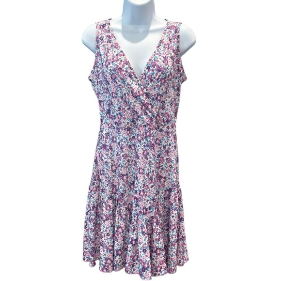 Fensace Floral Sleeveless Ruffle Hem Dress S | Pink Purple‎ Boho Summer Sundress - Picture 1 of 4